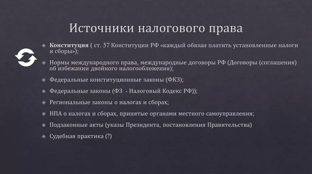 Источник налогообложения рф. Источники налоговог Оррава.