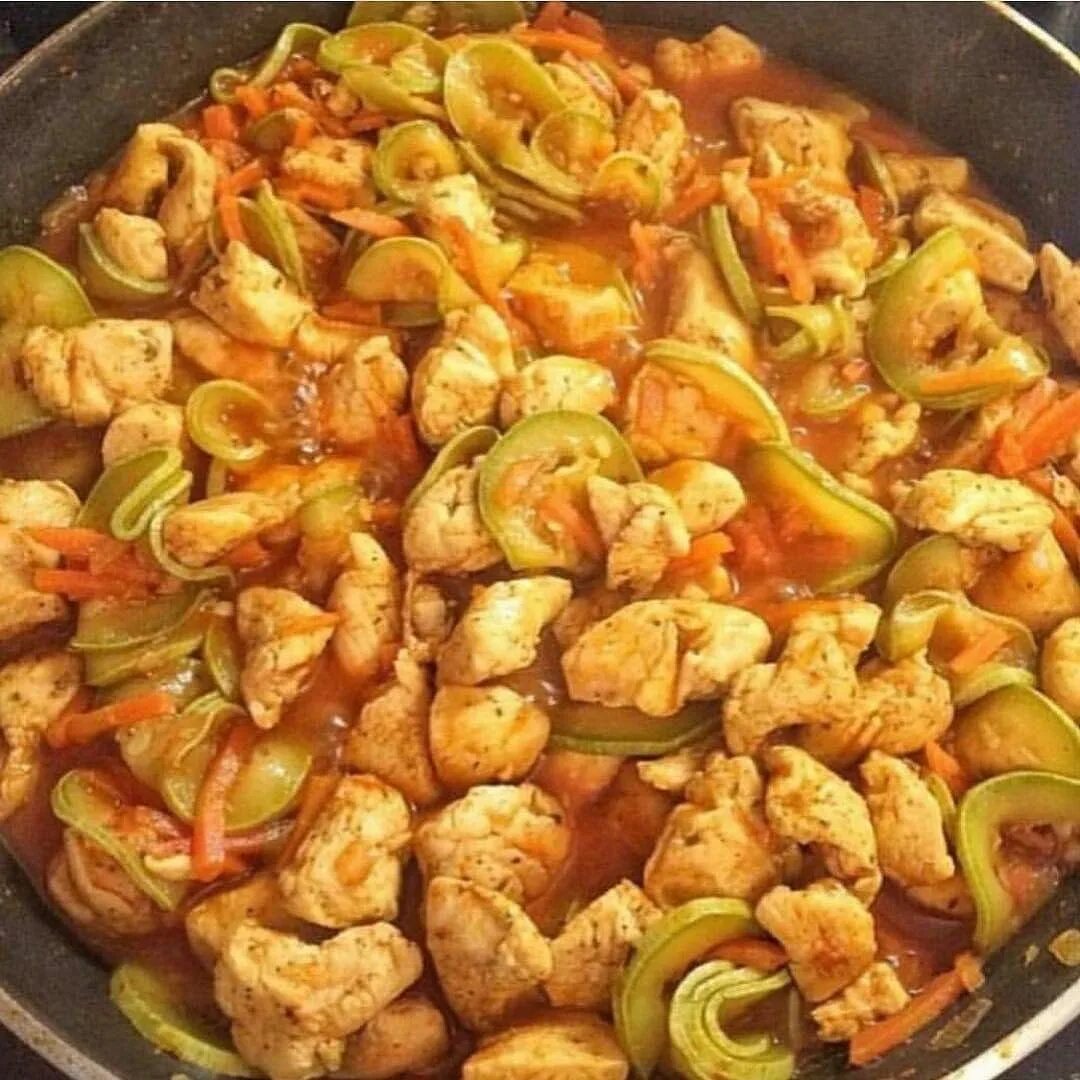 куриное филе с кабачками на сковороде