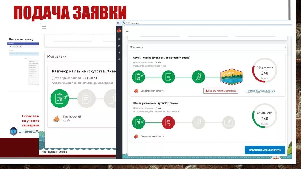 Статус рассмотрения заявки