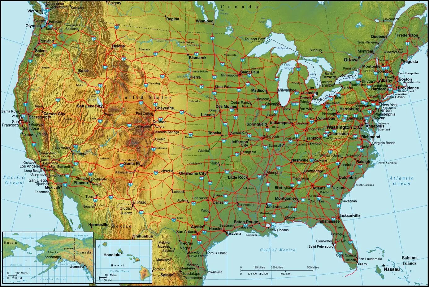 Как выглядит америка на карте Map Of The Usa Showing New York