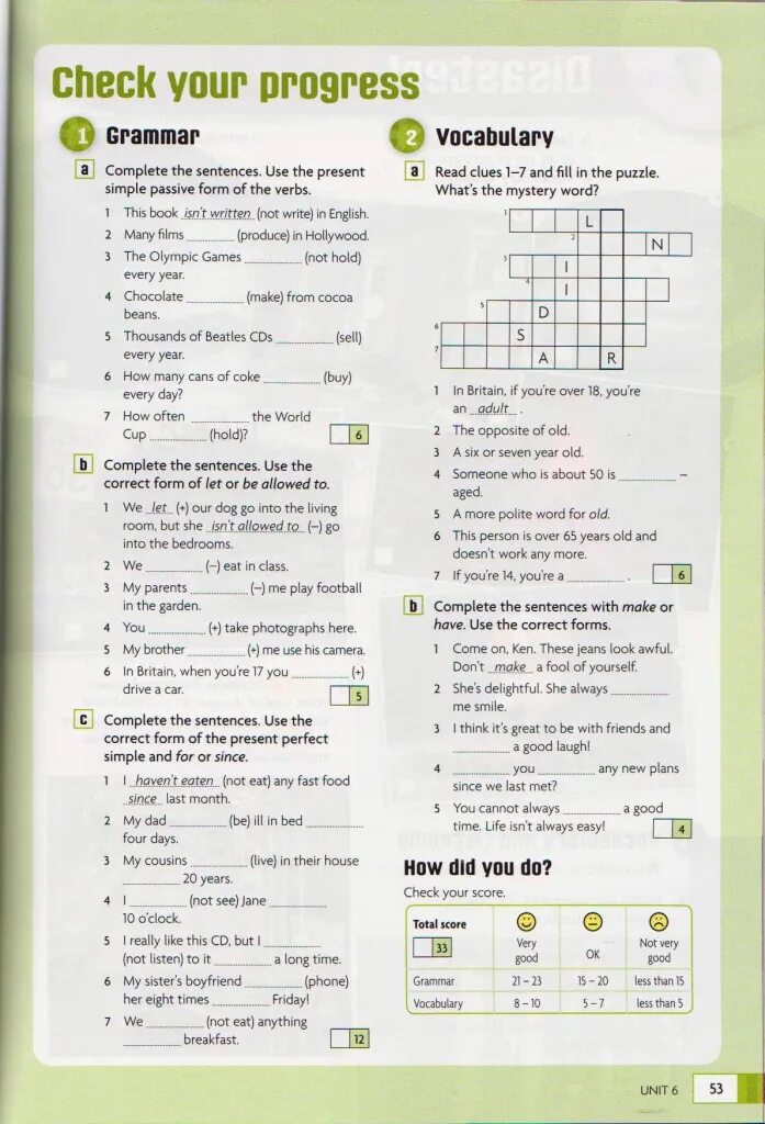 Read the clues complete the puzzle. Check your progress. check your progress 4 stories. read the clues and complete the puzzle. 2. vocabulary complete.