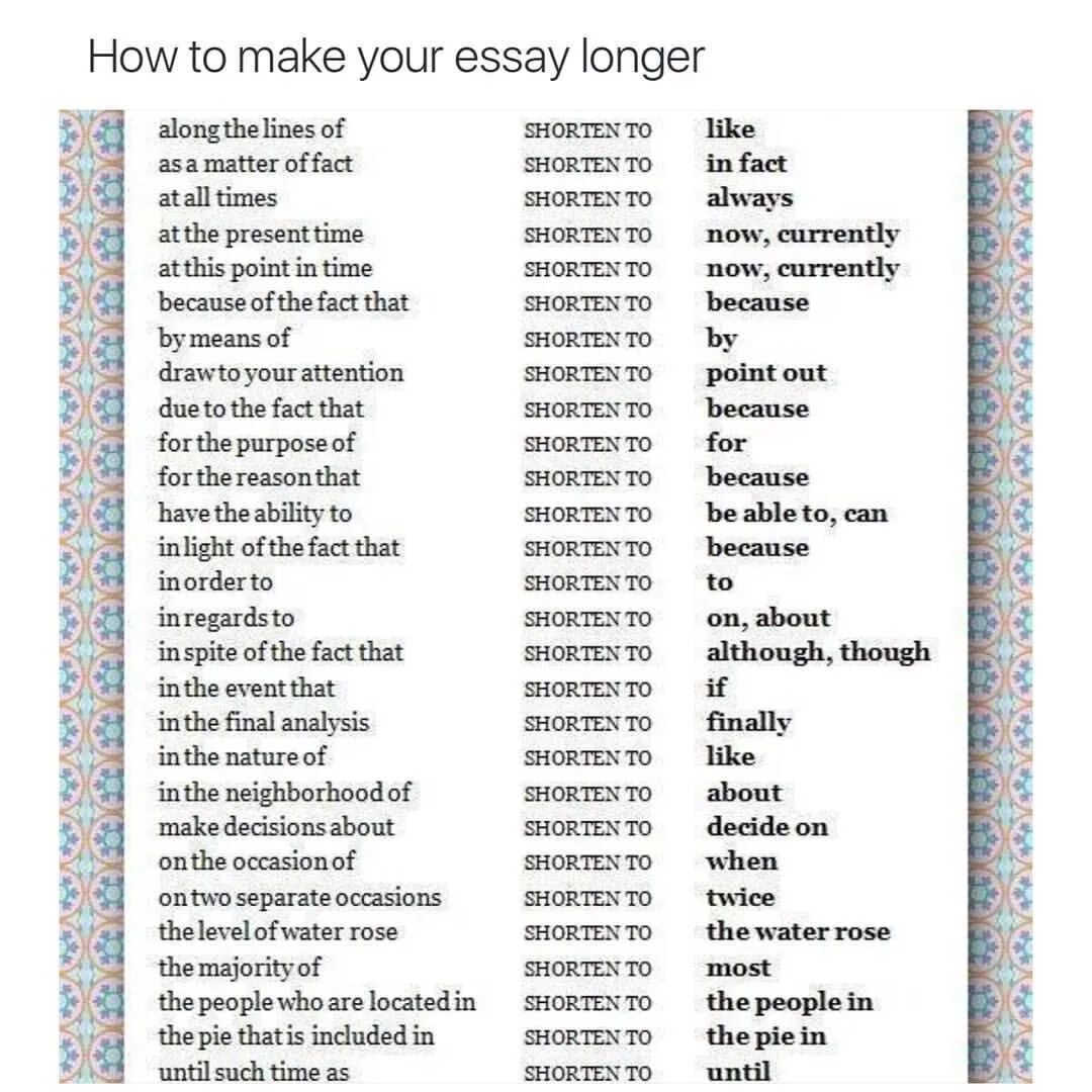 Do your essay. How to make your essay longer. How make your essay longer. Do make essay. Words to make an essay longer.