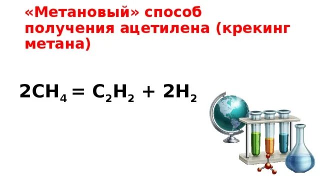 Метановый способ получения ацетилена. Получение ацетилена крекингом метана. Крекинг метана ацетилен. Крекинг до ацетилена. Реакция ацетилена с хлором