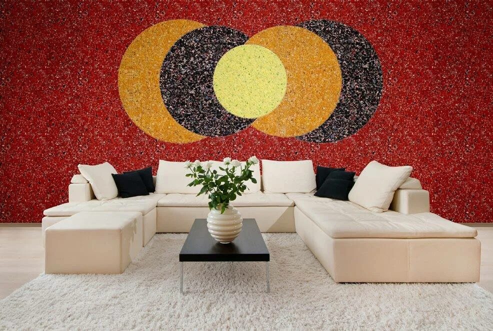 зеленая декоративная штукатурка в интерьере. декор жидкими обоями. жидкие обои. жидкие обои decor. красивый декор из жидких обоев.