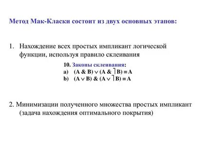 Метод мак класки минимизация