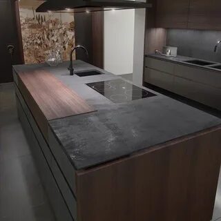 Кухня бетон мрамор