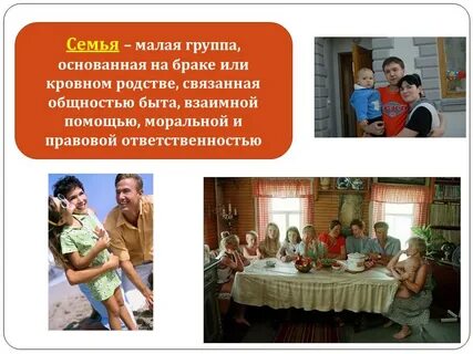 Семья малая социальная группа основанная браке