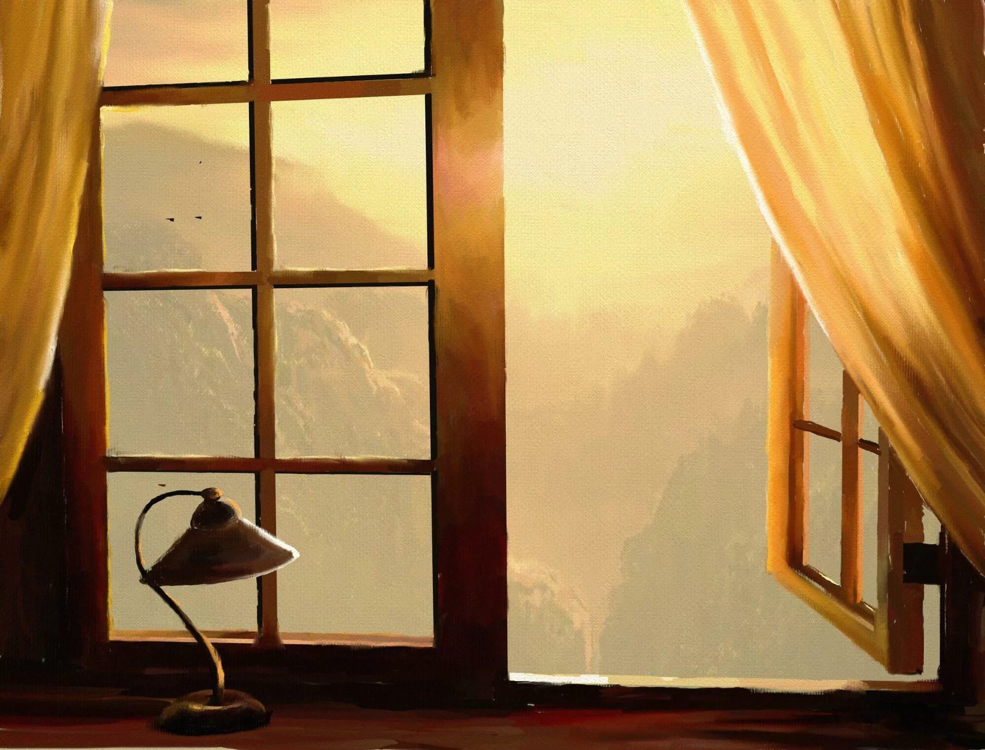 He the window in the room
