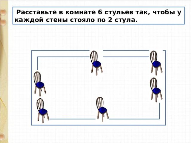 7 стульев у 4 стен поровну. Расставьте 12 стульев в комнате так чтобы. Расставьте 9 стульев у четырёх стен так. Как расставить 6 стульев у 4 стен чтобы у каждой стены было по 2 стула. Расставьте 12 стульев в комнате так чтобы в 2 рядах было по 4 стула а в 1 6.