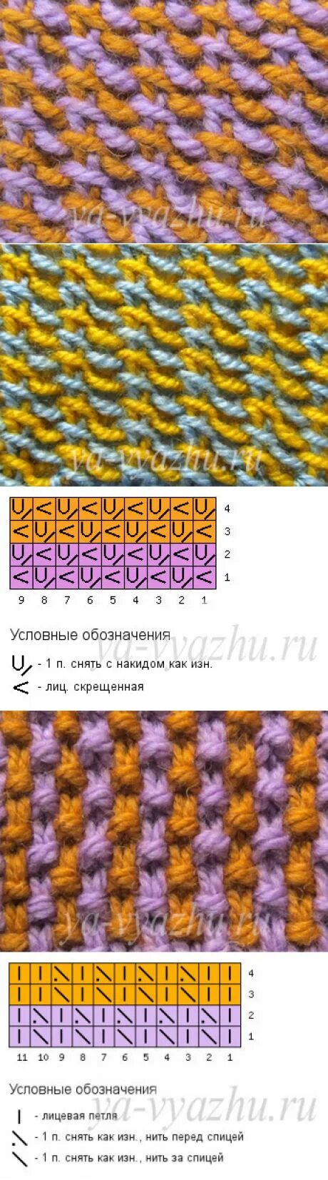 Разноцветные узоры спицами. Двухцветная вязка спицами. Двухцветный узор спицами схемы и описание. Просто двухцветный узор спицами. Двухцветные узоры.