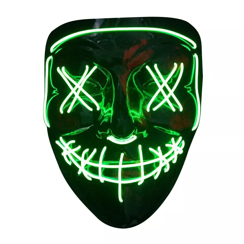 Маска Судная ночь зеленая. Светящаяся неоновая маска "Судная ночь". Неон маска Судная ночь. Светящаяся маска Судная ночь.