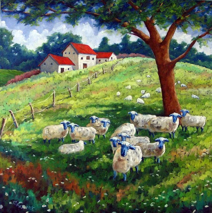 The sheep in the field