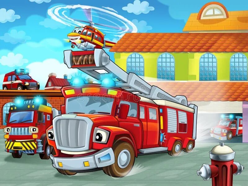 Включи про пожарную станцию. Пожарная машина мультяшная. Пожарная машинка мультяшная. Пожарная машина Fire Station. Пожарная часть мультяшная.