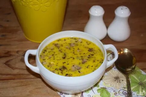 Суп с горошком консервированным и сыром