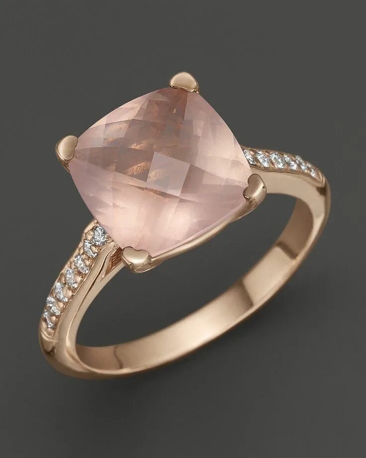 Розовый кварц с бриллиантами. Розовое золото 14 карат. 18k rose gold. Кольцо sokolov 017300_s_17. 18k rose gold.