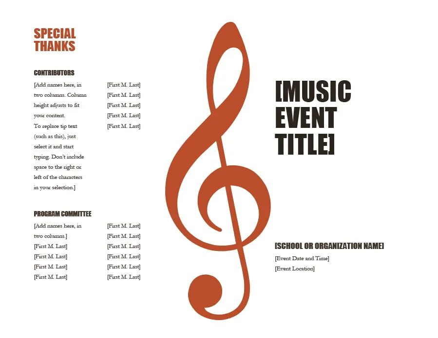 Music program Design. Music programme. Event program