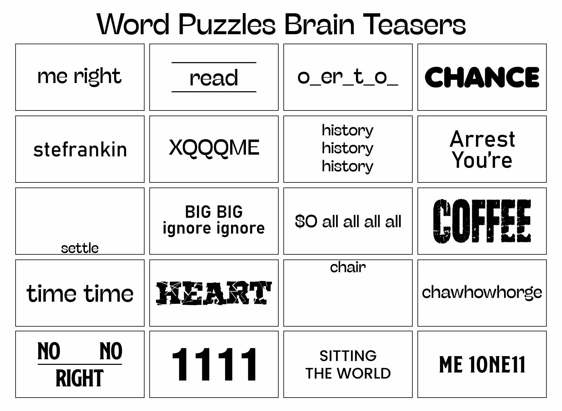 Brain words. Таблица Brainteaser. Brain Teasers for Kids. Brain Teasers ответы. Brain Teasers для 6 класса.