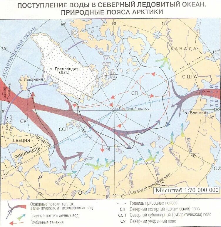 Какое направление в северном полюсе. Теплые течения Северного Ледовитого океана. Течения Северного Ледовитого океана теплые и холодные на карте. Течения Северного Ледовитого океана на карте. Важнейшие течения Северного Ледовитого океана.