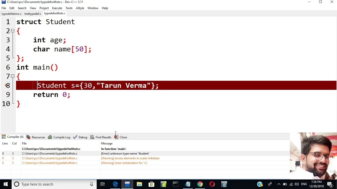 Array initializer. Excess elements in array initializer. typedef c++.