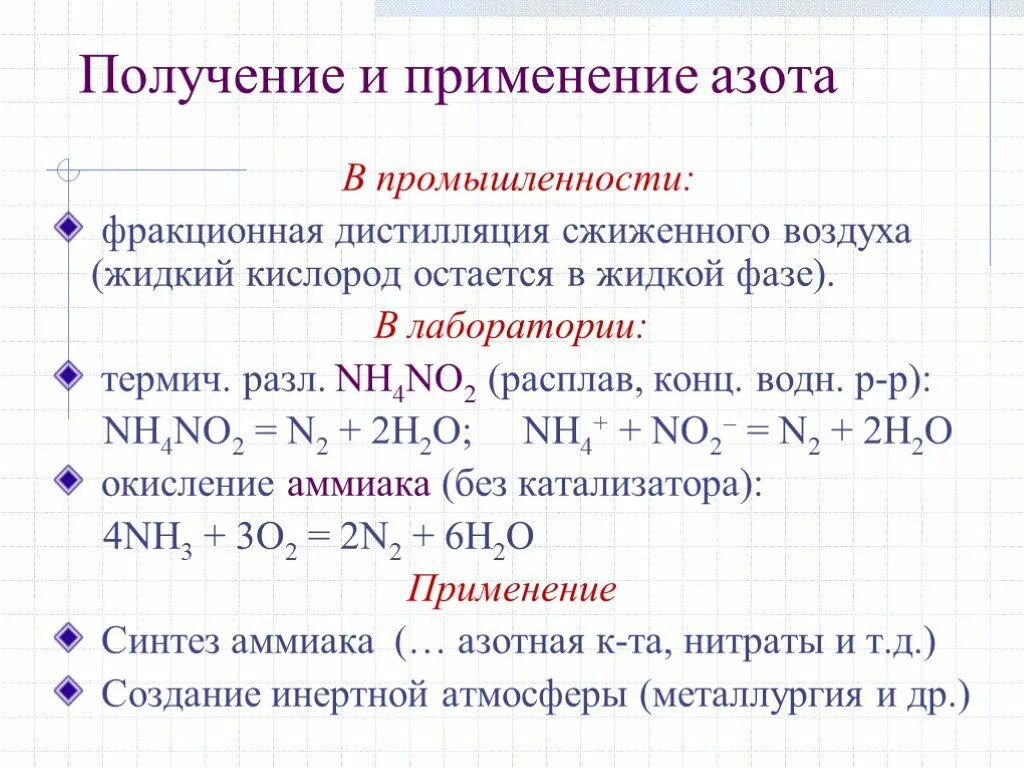 Характеристика элементов va группы азот. Применение азота в промышленности. получение и применение азота. синтез аммиака без катализатора. получение азота из жидкого воздуха.