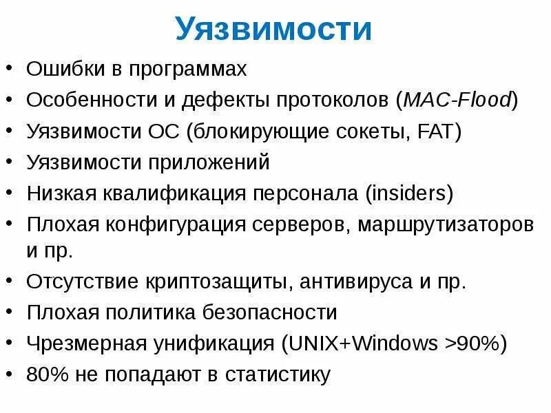 Уязвимости операционных систем. Самое уязвимое программное обеспечение. Виды уязвимостей ОС. Уязвимые приложения