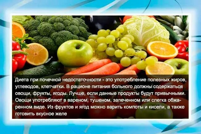 Продукты при заболевании почек. Фрукты и овощи при почечной недостаточности. Питание при почечной недостаточности. Диетические блюда при почках. Диета для больных с почечной недостаточностью.