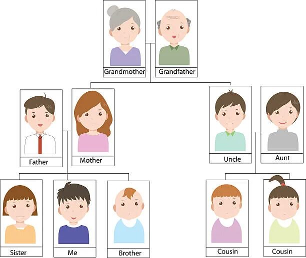 Brother grandfather. Карточки Family for Kids. Cousin картинка. Дядя и тетя на английском.