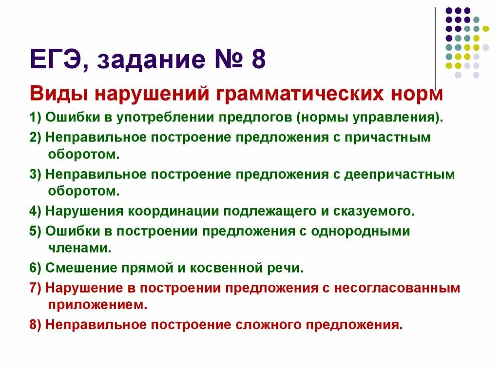 Ошибка в употреблении какой формы