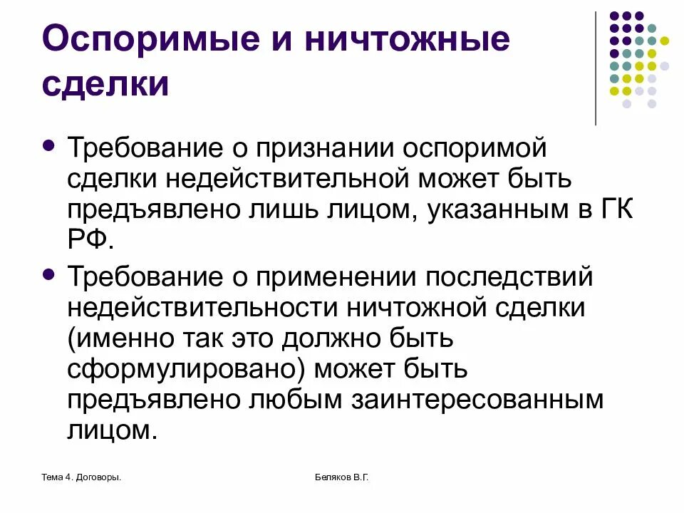 Требование о признании недействительной ничтожной сделки