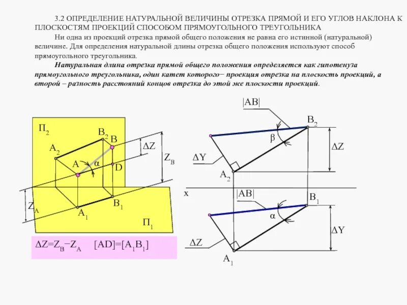 Как найти величину проекции. Проекции отрезка начертательная геометрия. натуральная величина отрезка начертательная геометрия. проекция прямоугольника начертательная геометрия. начертательная геометрия натуральная величина прямой.