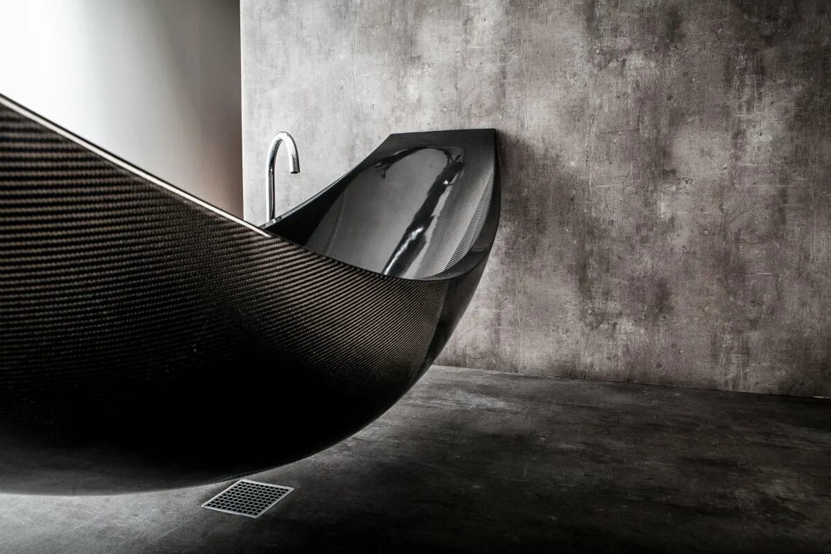 Ванна гамак. Ванна Vessel Hammock. Ванна-гамак от Splinter works. Carbon Fiber Vessel Bathtub. Изделия из карбона.