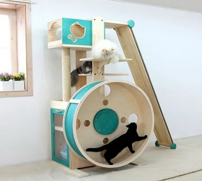 Развлечения для котов. Интересные домики для кошек. Игровой комплекс для кошек. Необычный игровой комплекс для кошек. Самодельные игрушки для котов.