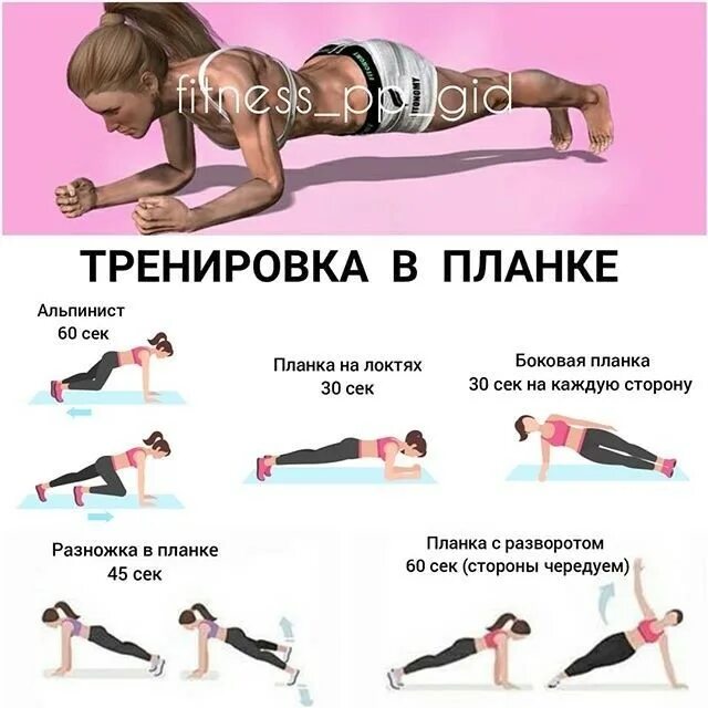 Комплекс упражнений в планке. Скручивание махи планка. Стойка планка. Тренировка 5 минут. Планка 5 минутная тренировка для похудения.