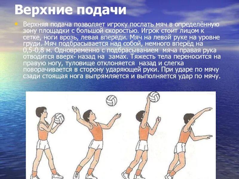 Техника подачи снизу и сверху в волейболе. Техника верхней и нижней подачи в волейболе. Волейбол подача мяча техника выполнения. Верхняя прямая подача мяча в волейболе техника выполнения. Правильная игра в волейбол