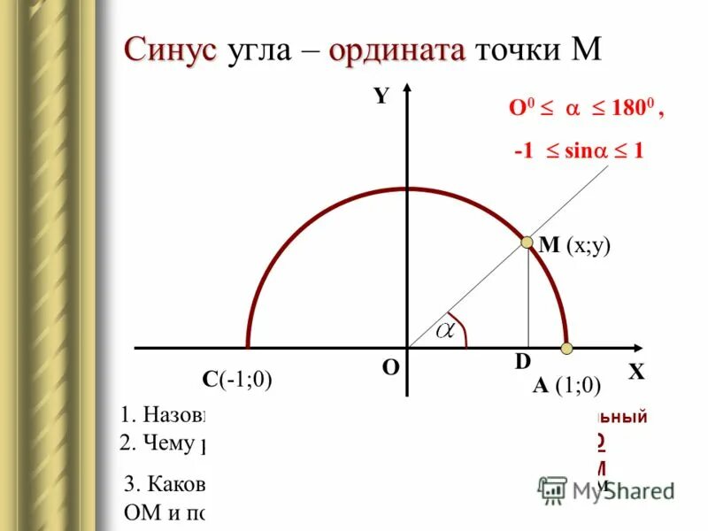 Синус угла 1 3 в градусах