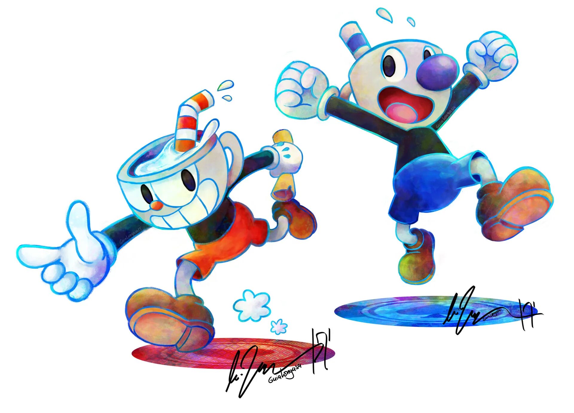 Cuphead джойстик. Капхед. Cuphead персонажи. Cuphead Марио. Cuphead and Mugman.