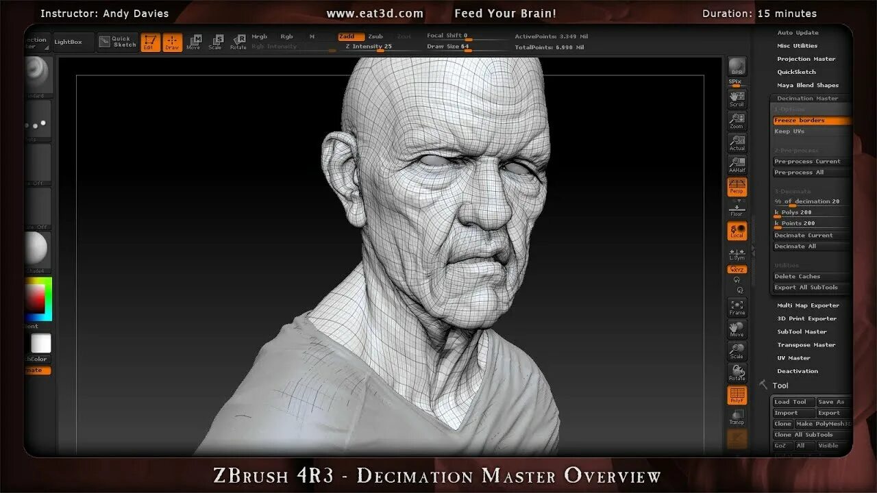 Zbrush plugins. Decimation master zbrush. zbrush artefacts after decimation. zwrap.