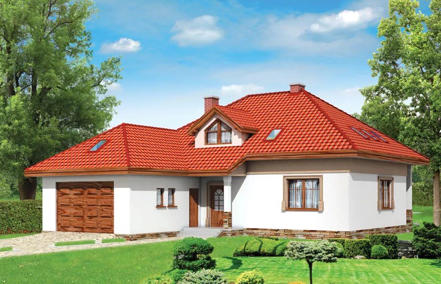 Одноэтажный дом с чердаком. Дом с мансардой 80 кв метров. Одноэтажный жилой дом с гаражом. Одноэтажный дом с чердаком. Одноэтажный дом с красной крышей.