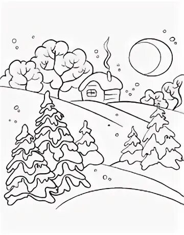 Раскраска зимний пейзаж для детей распечатать Laminas Para Colorear Paisajes AZ Dibujos para colorear Paisaje para colorear,