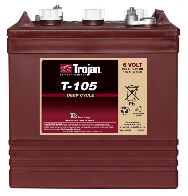 Аккумулятор т. Trojan t-105 6v 225ah. аккумулятор trojan t-105 6v 225ah. аккумулятор троян т 105. аккумуляторная батарея trojan t105 (6v, 225а/ч).