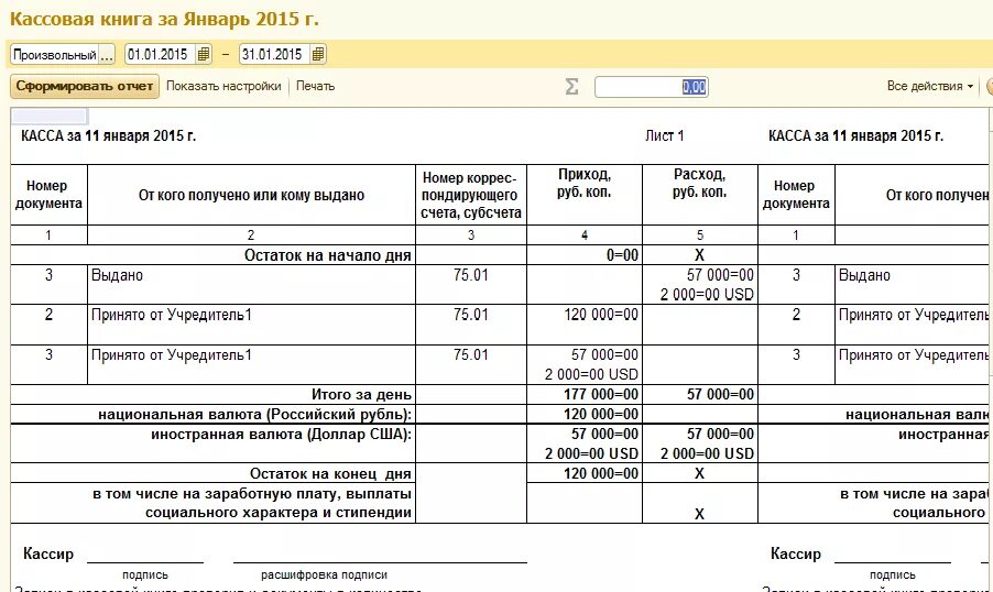Валюта в кассе счет. Кассовый отчет в 1с. Кассовая книга образец заполнения по кассовым операциям. Отчет кассира и кассовая книга. Образец ведения кассовой книги в электронном виде.