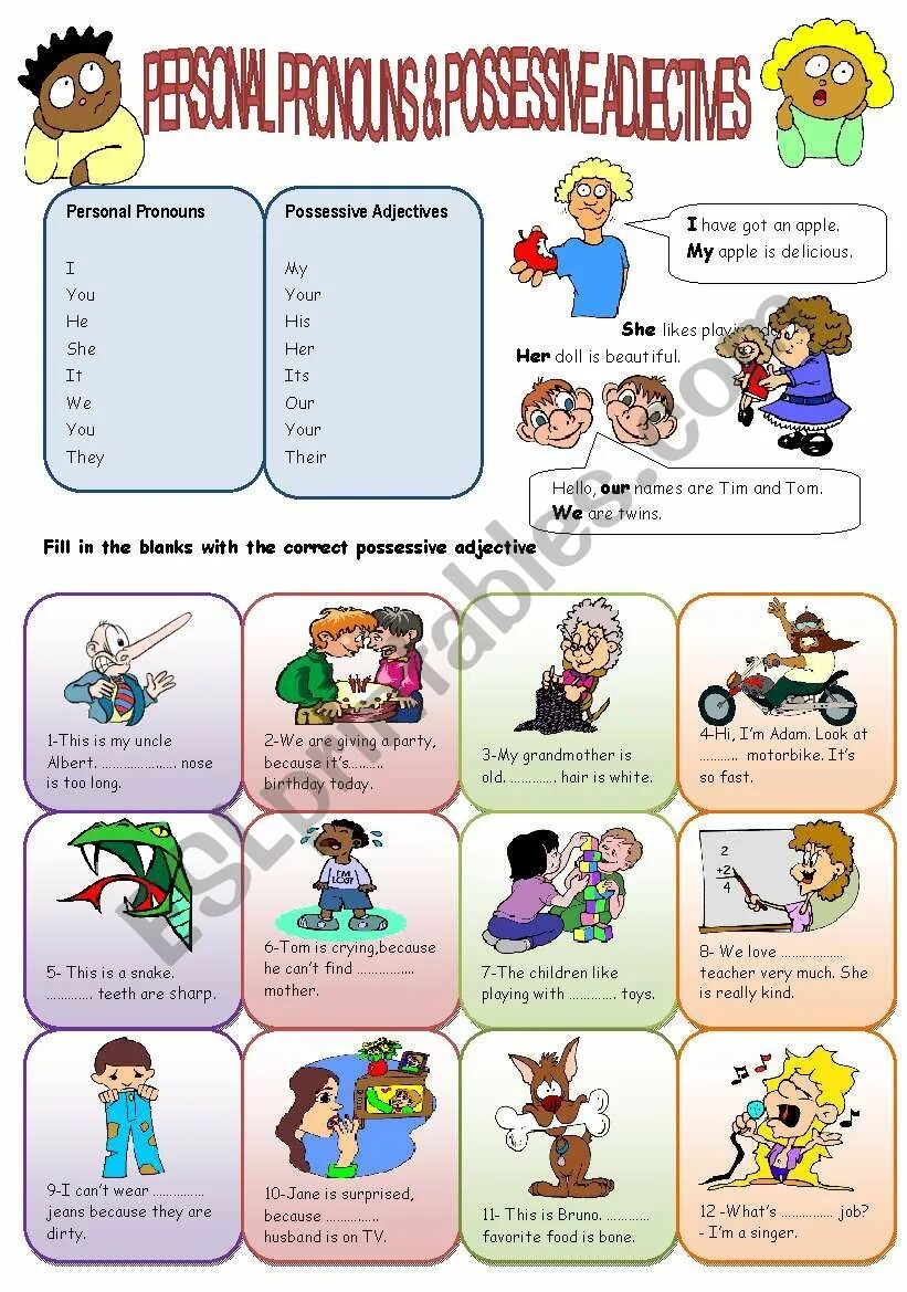 Притяжательные местоимения Worksheets. Притяжательные местоимения в английском языке Worksheets. Possessive adjectives карточки. Possessive adjectives для детей. Possessive adjectives worksheet