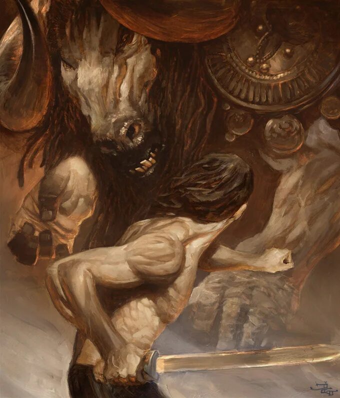 тесей побеждает минотавра. царь победивший в лабиринте минотавра. минотавр древнегреческая мифология. тесей герой. древняя греция тесей и минотавр.