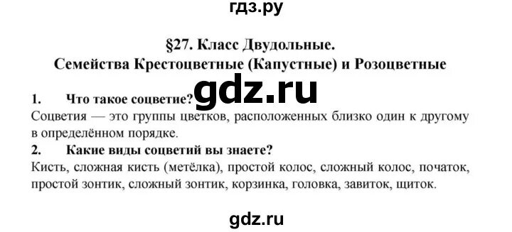 Пересказ параграфа по биологии 6 класс пасечник