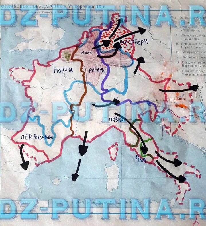 Решебник контурные карты по истории 6 класс. Контурная карта Франкское государство в v-середине IX В. Атлас история средних веков 6 класс Франкское государство. Франкское государство в v- IX контурные карты 6 класс. Атлас по истории 6 класс Франкское государство.