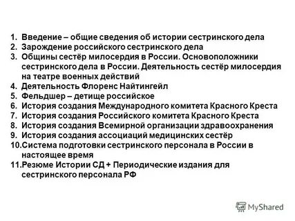 История развития сестринского дела реферат