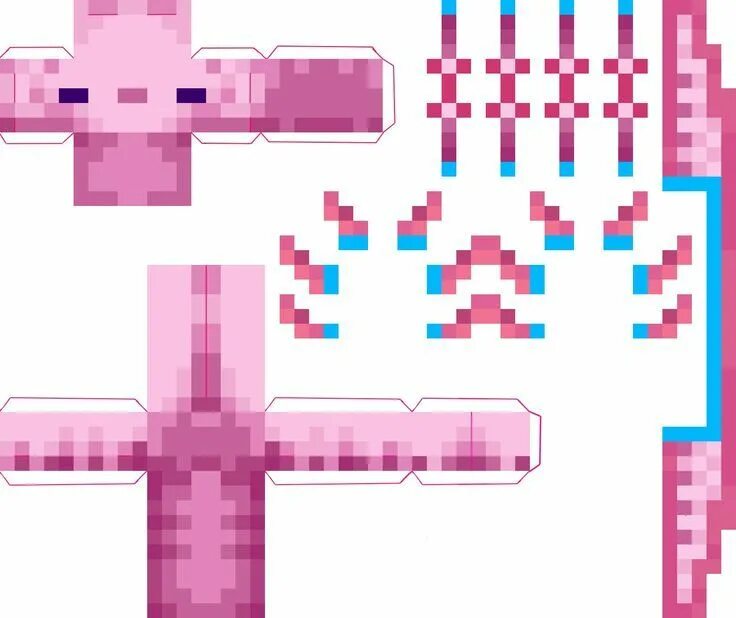 Майнкрафт из бумаги схема по клеточкам Quieres Armar Armable de axolote de Minecraft 1.17-1.18 Minecraft crafts, Paper
