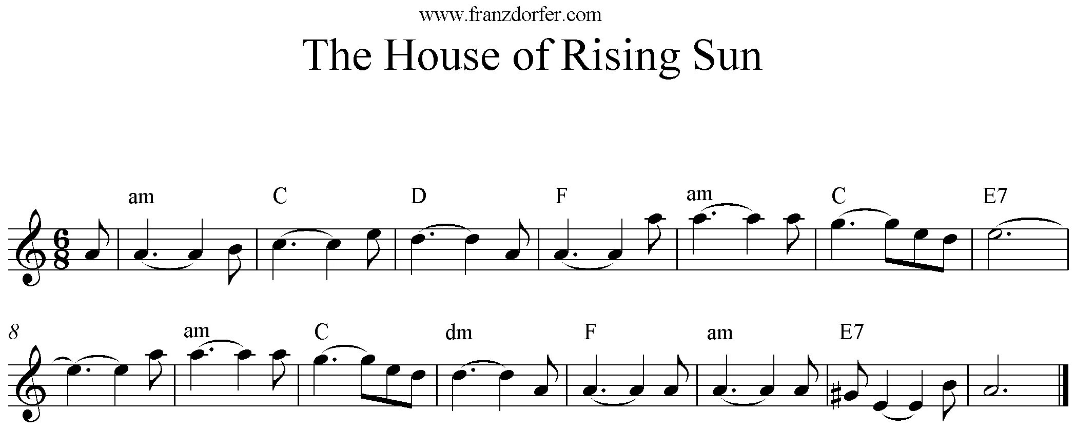 Ноты песни соло. Дом восходящего солнца Ноты. House of the Rising Sun Ноты. Дом восходящего солнца Ноты для флейты. Дом восходящего солнца Ноты для фортепиано.