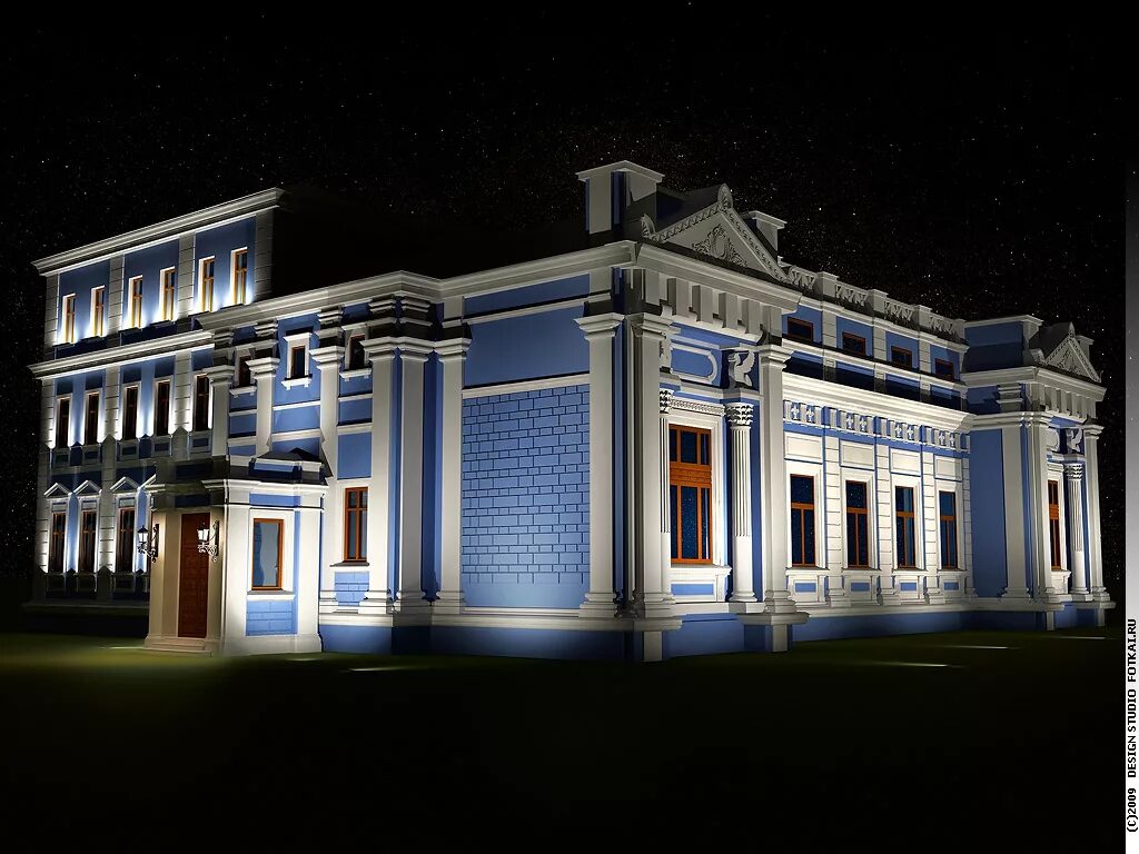 подсветка фасада. архитектурная подсветка здания мади. подсветка фасада. освещение фасадов зданий. иллюминация фасадов.