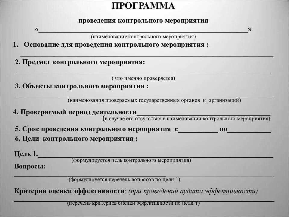 Этапы контрольного мероприятия. Программа проведения контрольного мероприятия. План проведения контрольных мероприятий. План и программа проведения контрольных мероприятий. Акт о проведении контрольного мероприятия.